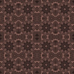 seamless pattern with black doodles dashes on a brown background