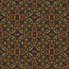 seamless pattern on a dark background with organized flowers