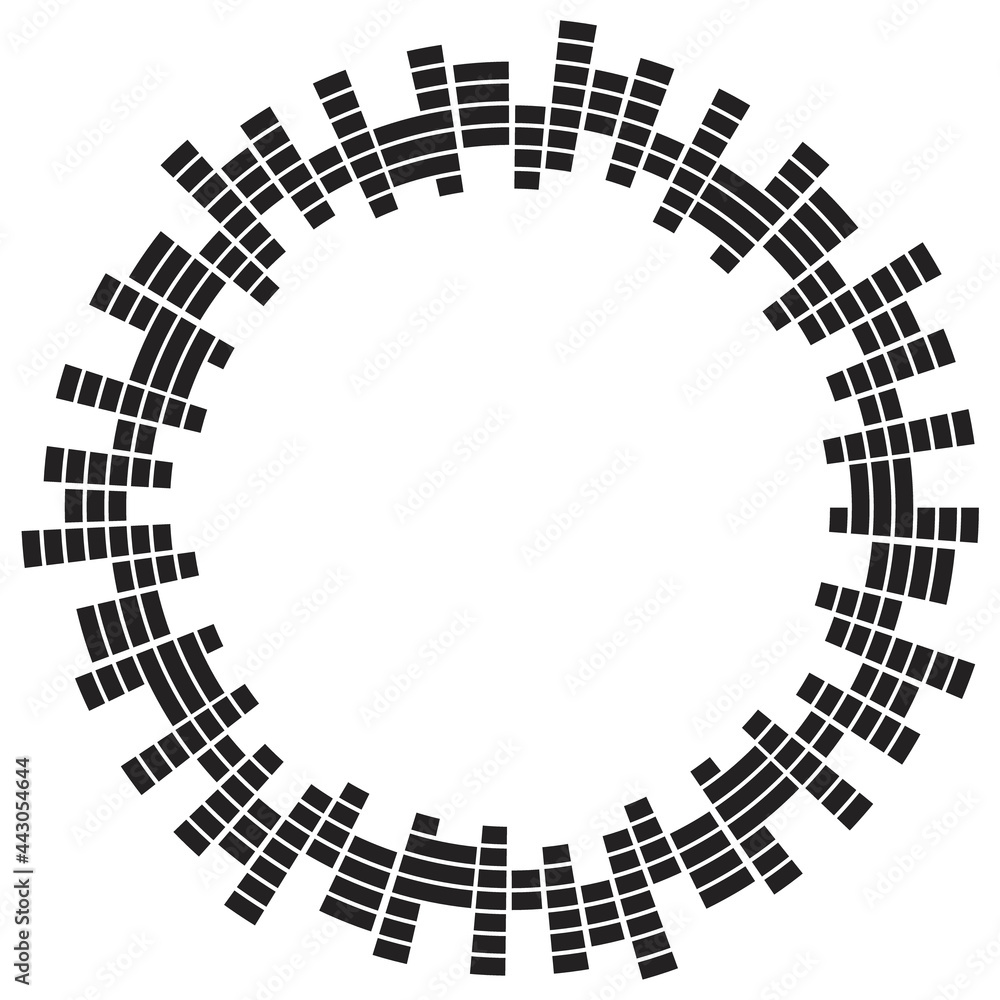 Poster abstract circular equalizer. eq round audio soundwaves. graphic equalizer. frame. vector illustratio