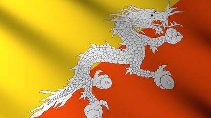 Flag of The Bhutan. Flag's image are rendered in real 3D software.