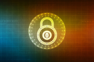Obraz premium Closed Padlock on digital background, Technology security concept. Cyber Security and network protection Concept, personal data security