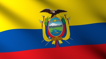 Flag of The Ecuador. Flag's image are rendered in real 3D software. - obrazy, fototapety, plakaty