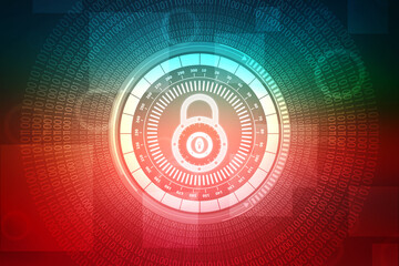 Closed Padlock on digital background, Technology security concept. Cyber Security and network protection Concept, personal data security