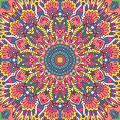 Festive Colorful Tribal ethnic seamless vector pattern ornamental psychedelic mandala art