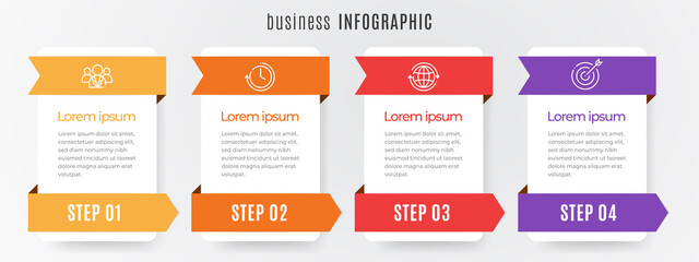 Modern timeline infographic template 4 steps