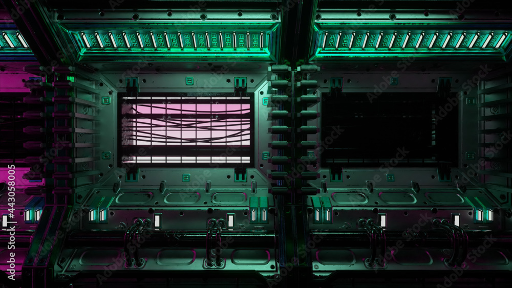 Canvas Prints flying into spaceship tunnel, sci-fi spaceship corridor. futuristic technology for technical titles 