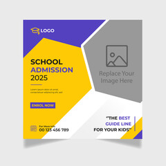 School Admission Social Media Post & Back to School Web Banner Template