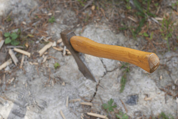 axe in the ground