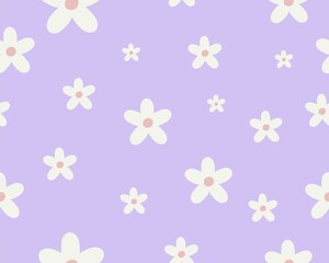 Little flowers with purple background, seamless