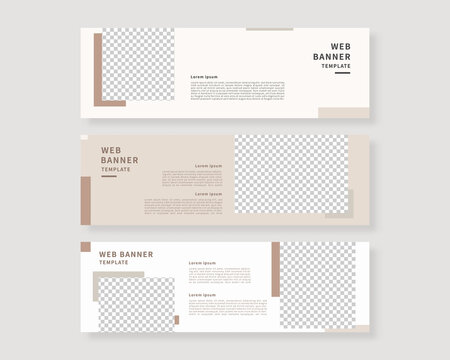 Web banner template set. Collection of horizontal banners design. Vector illustration.