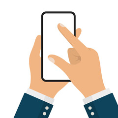 Businessman Holding Smartphone Pinch for Zoom.