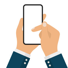 Businessman Hand Holding Smartphone While Scrolling.