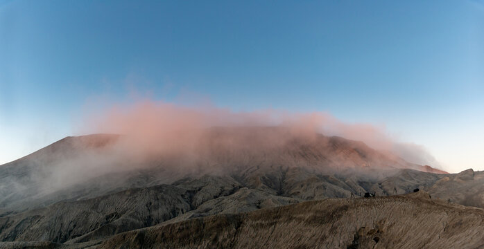 Morning fog over Mount Bromo at sunrise, Bromo-Tengger-Semeru National Park, East Java, Indonesia