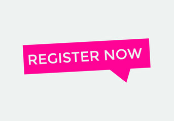 Register now web button, text button, sign icon label, vector file