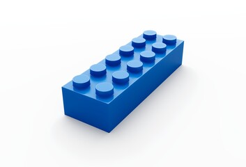 Colorful blue plastic block on a white background 3D render