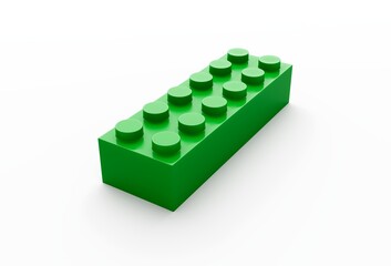 Colorful green plastic block on a white background 3D render