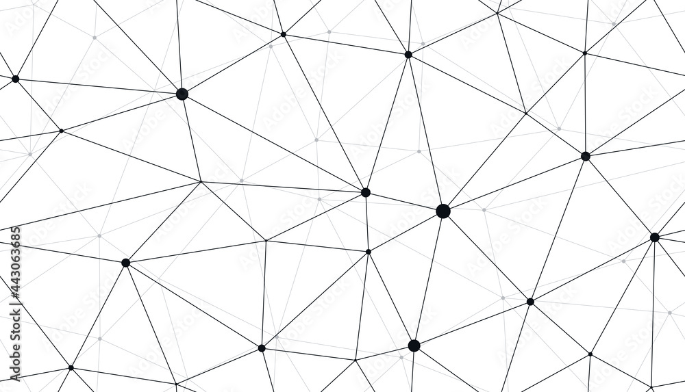 Poster technology communication seamless vector pattern with connected thin lines, black and white monochro