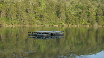 floating dock in Lake Leatherwood in Eureka Springs Arkansas