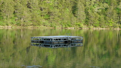 floating dock in Lake Leatherwood in Eureka Springs Arkansas
