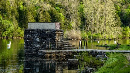 swimming from a dock in Lake Leatherwood lake in Eureka Springs Arkansas