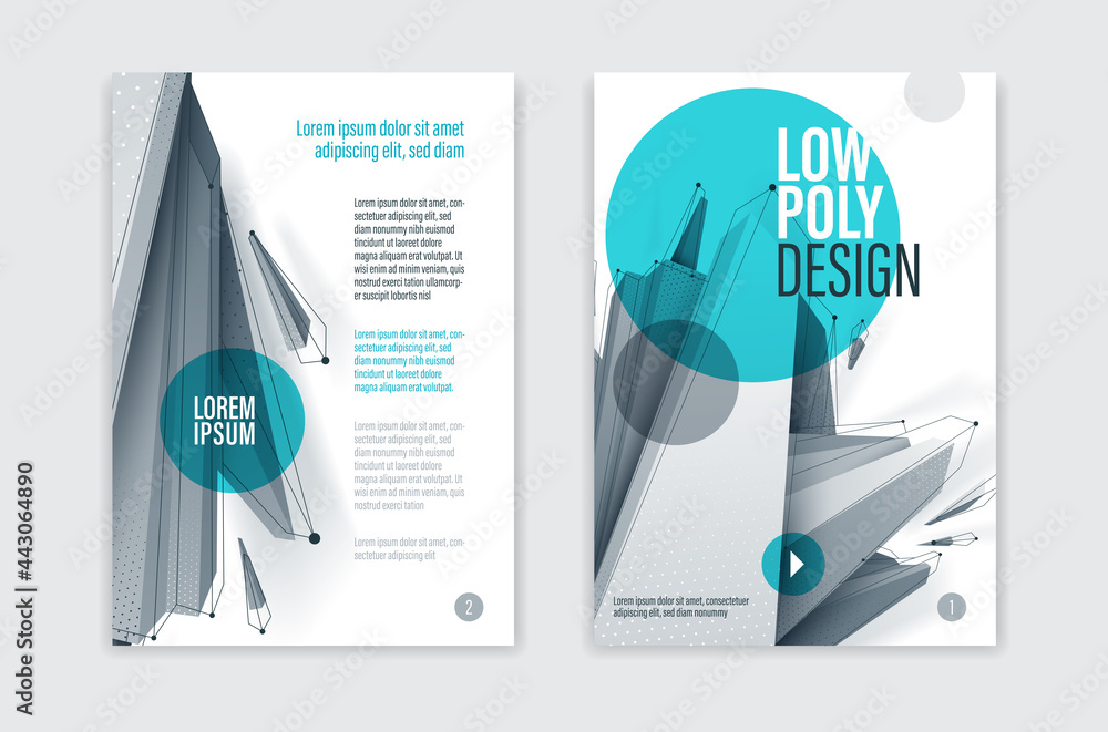 Poster polygonal form vector abstract design cover, modern futuristic shape ai neural network brochure, dyn