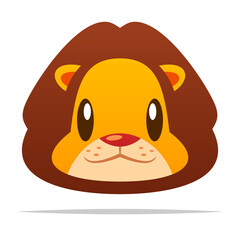 Cute cartoon lion face vector isolated illustration