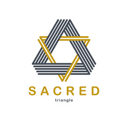 Triangle linear vector symbol isolated on white background, sacred geometry ancient sign, logo or emblem.