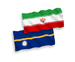 Flags of Republic of Nauru and Iran on a white background