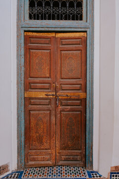 Traditional wooden door in Morocco