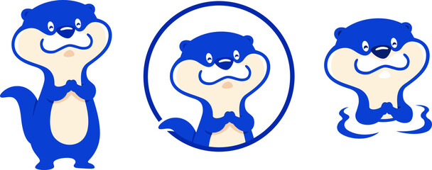 Cute Otter Rising Above the Water Cartoon Character Design