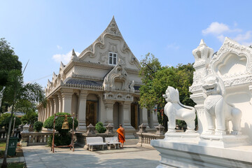 Wat Rajathiwatwihan temple in Bangkok, Thailand. The public temple in Thai-Khmer-Western style.