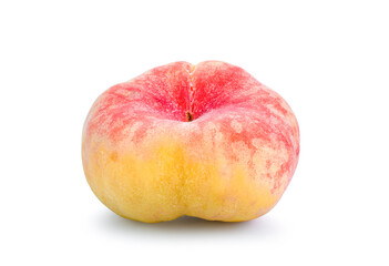 donut peaches. flat peaches on white background