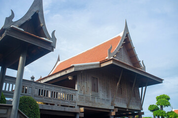 Fototapeta premium Thai Houses in Ayuttaya style at Suphan Buri
