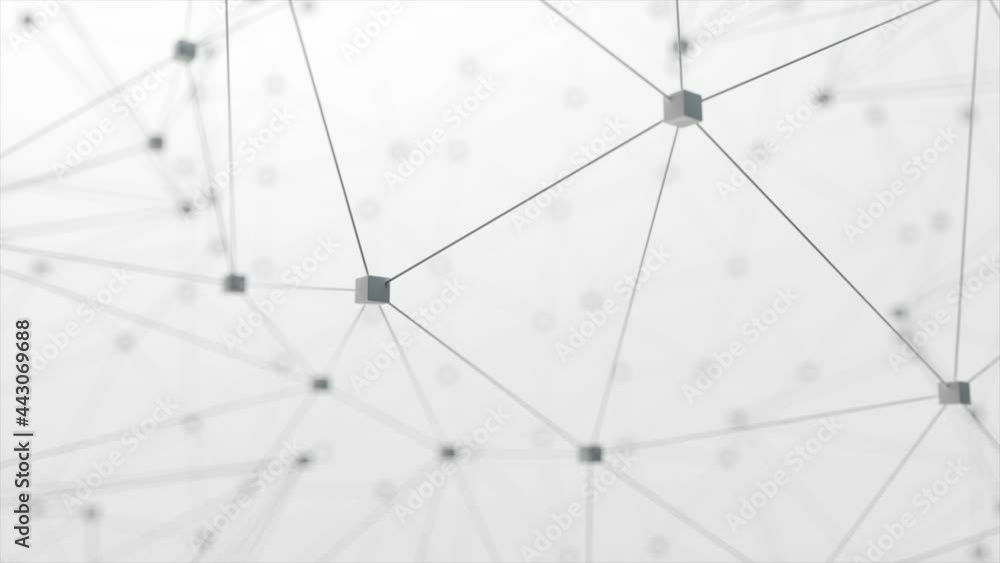 Poster network animation connected cube on white background. seamless loop 4k