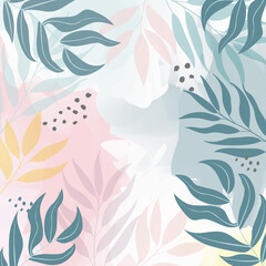 Design banner frame flower Spring background with beautiful. flower background for design. Colorful background with tropical plants. Place for your text.