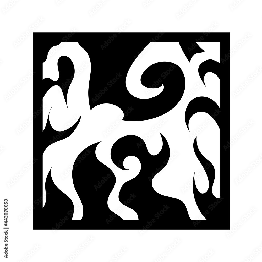 Poster ornament of twisting patterns in a square. abstract illustration.