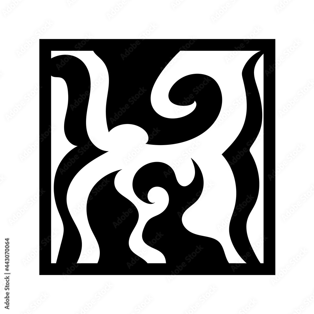 Poster ornament of twisting patterns in a square. abstract illustration.
