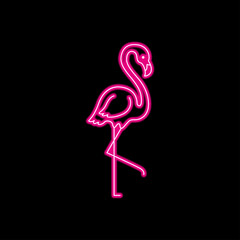 Neon lamp pink flamingo  - obrazy, fototapety, plakaty