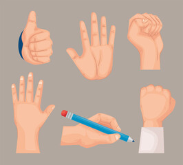 Human hands icon set