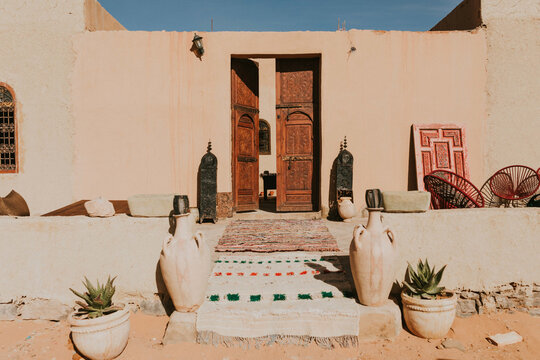 Exterior of shabby Arabic house