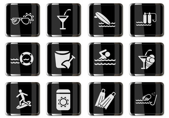 relaxing on the beach icon set