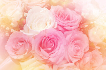 Bouquet of flowers in the mood of vintage nostalgia filter effect. valentine day love beautiful.