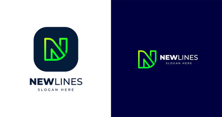 Initial N letter logo design template, line concept, vector illustration