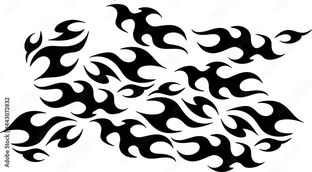 Poster a pattern of winding smooth lines in the form of a flame. tattoo abstraction. ornament or decor.