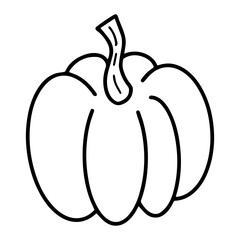 Pumpkin vector illustration in black outline isolated on white background. Simple hand drawn silhouette doodle icon autumn harvest decorative design element