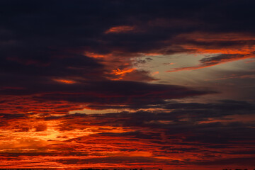 Beautiful sunset over the hills and forest of Croatia
