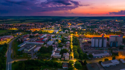 The town of Svitavy in the Czech Republic after sunset in summer 