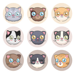 Obraz premium cats cartoons icon collection