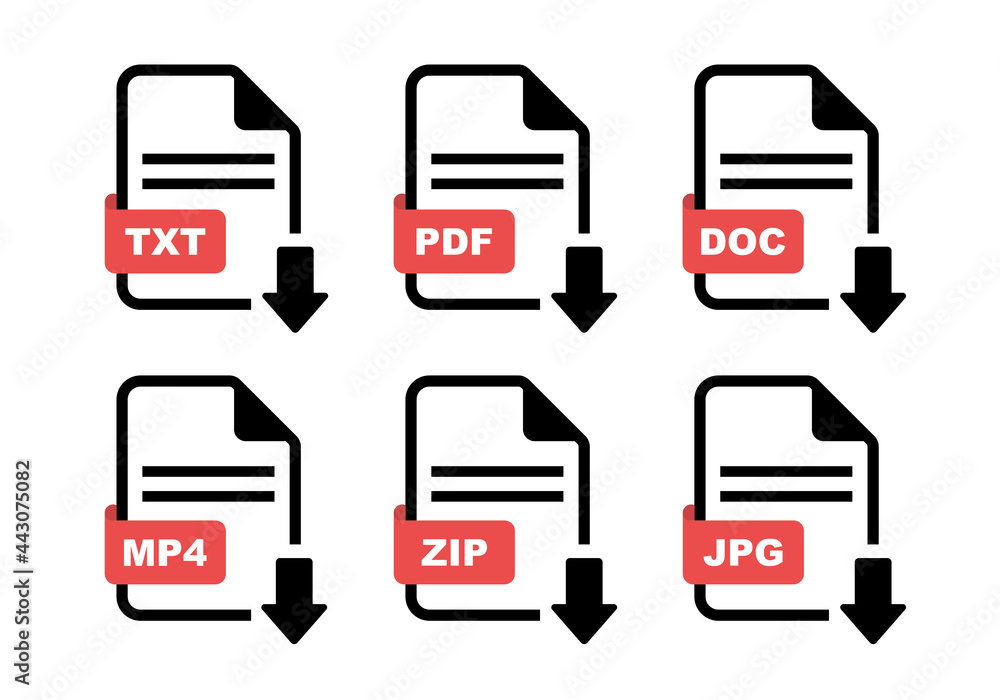 Poster file type icon set. format of documents. file extensions. simple file type and document in flat styl