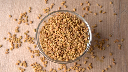 Organic fenugreek seeds, ingredient in Indian cuisine.